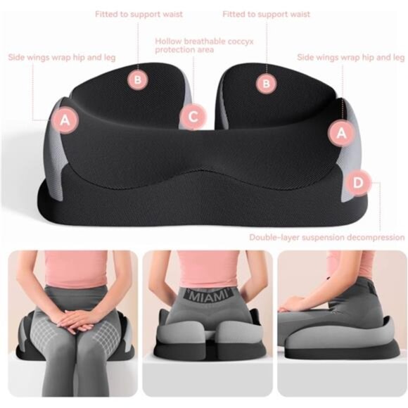 Memory Foam Seat Cushion Office Chair Wheelchair Tailbone Coccyx Pain Relief Pil - Picture 4 of 7